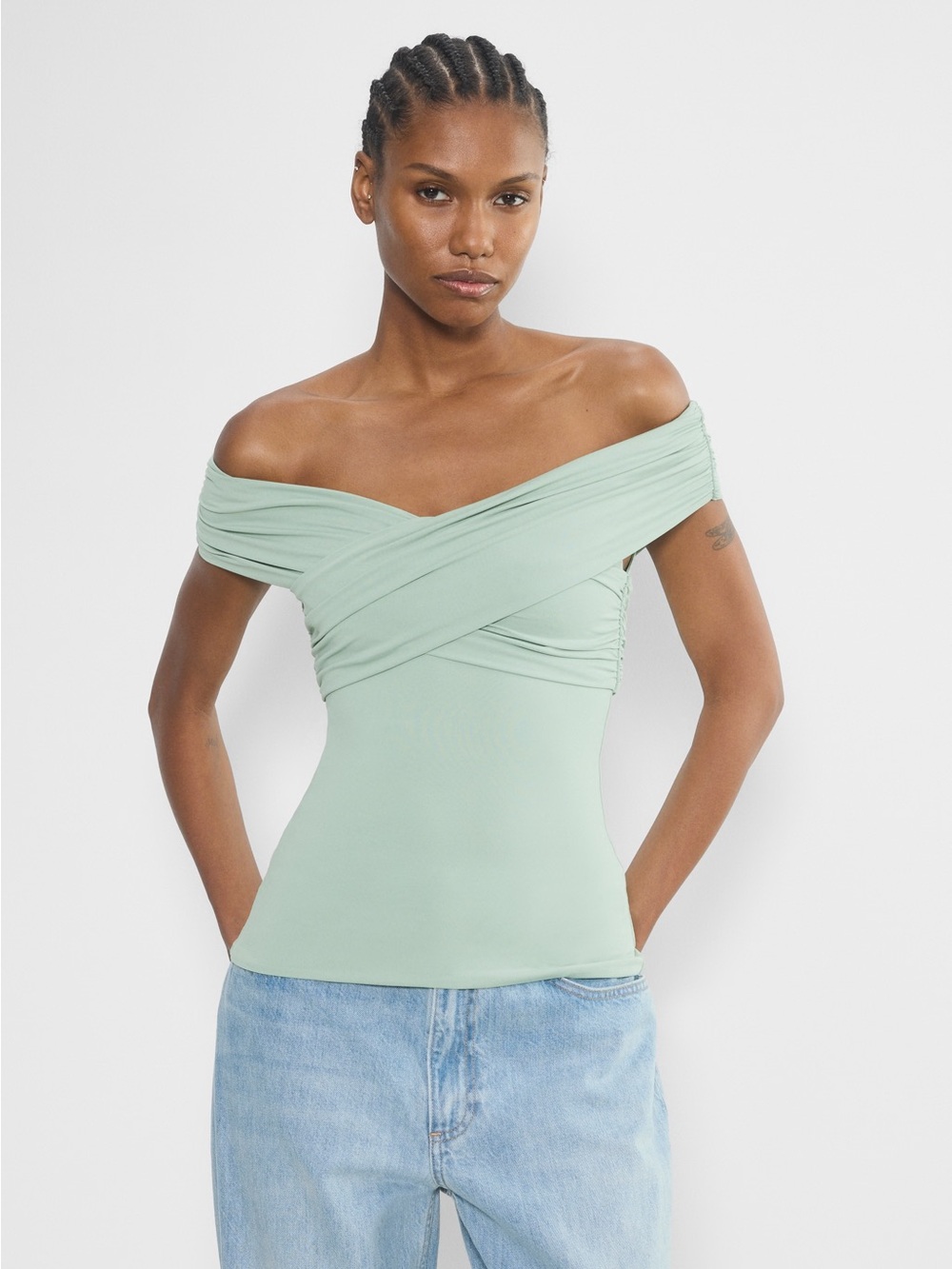 Aritzia Off-Shoulder Wrap Camisole in Mint